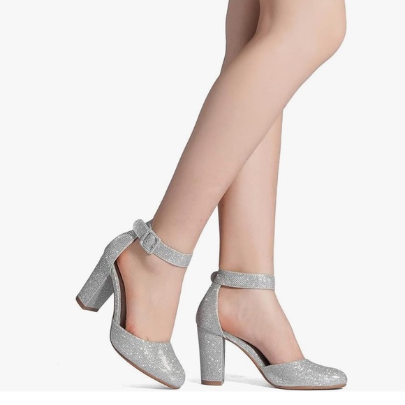 DREAM PAIRS Women's High Heel Closed Toe Chunky Wedding Pumps Shoes - Picture 6 of 6